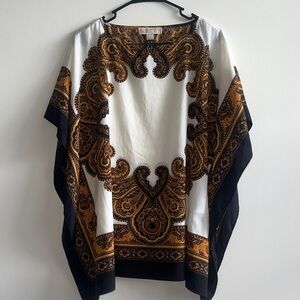 MICHAEL Michael Kors Black and Gold Paisley Top
